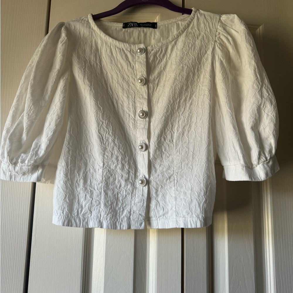 Zara Cream Button-Down Women's Blouse